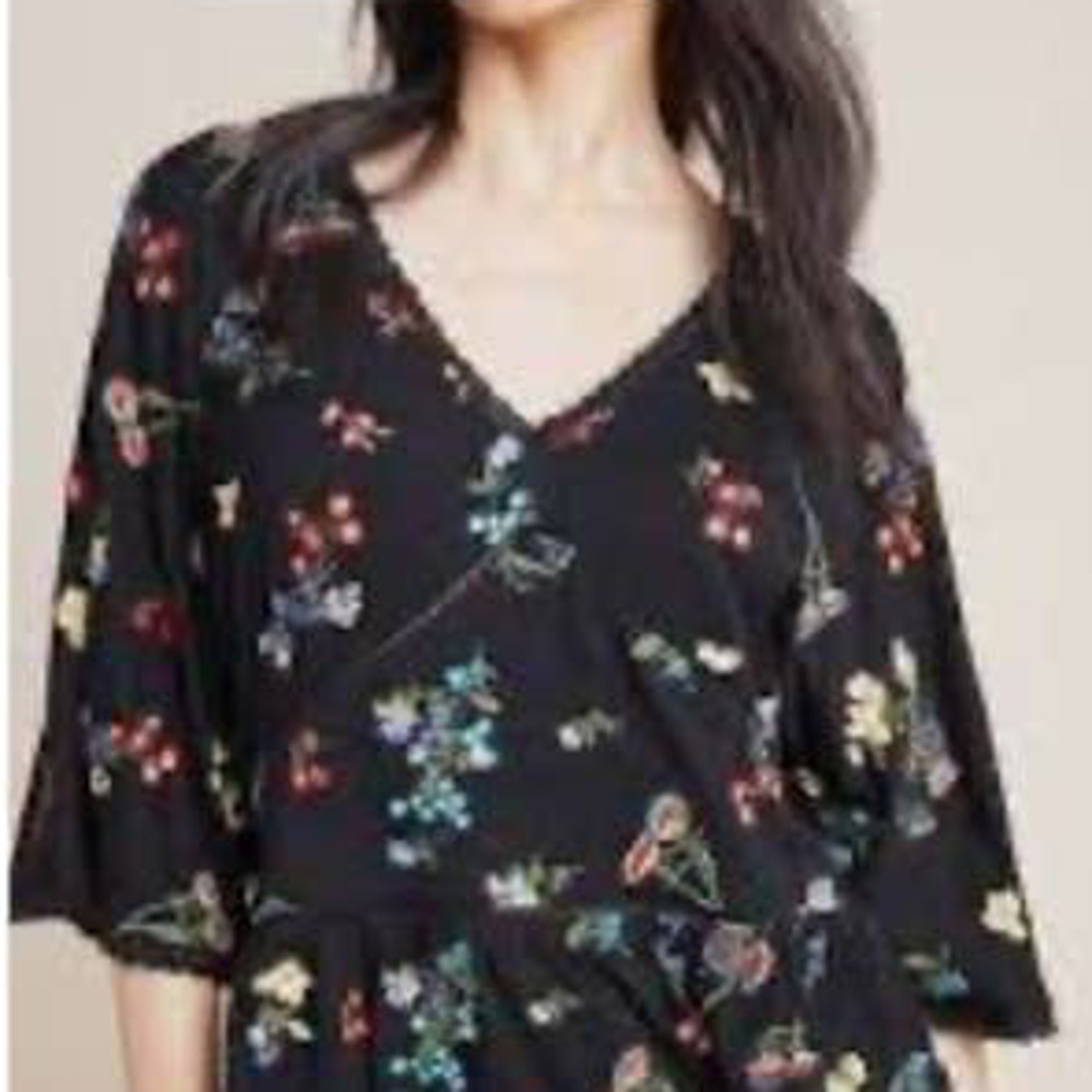 Anthropologie Parvati Floral Embroidered Blouse - Size Medium - Picture 8 of 16